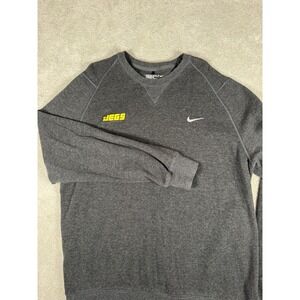 NikeGolf Sweatshirt L Gray Crewneck Pullover Long Sleeve Jegs Spell Out Swoosh